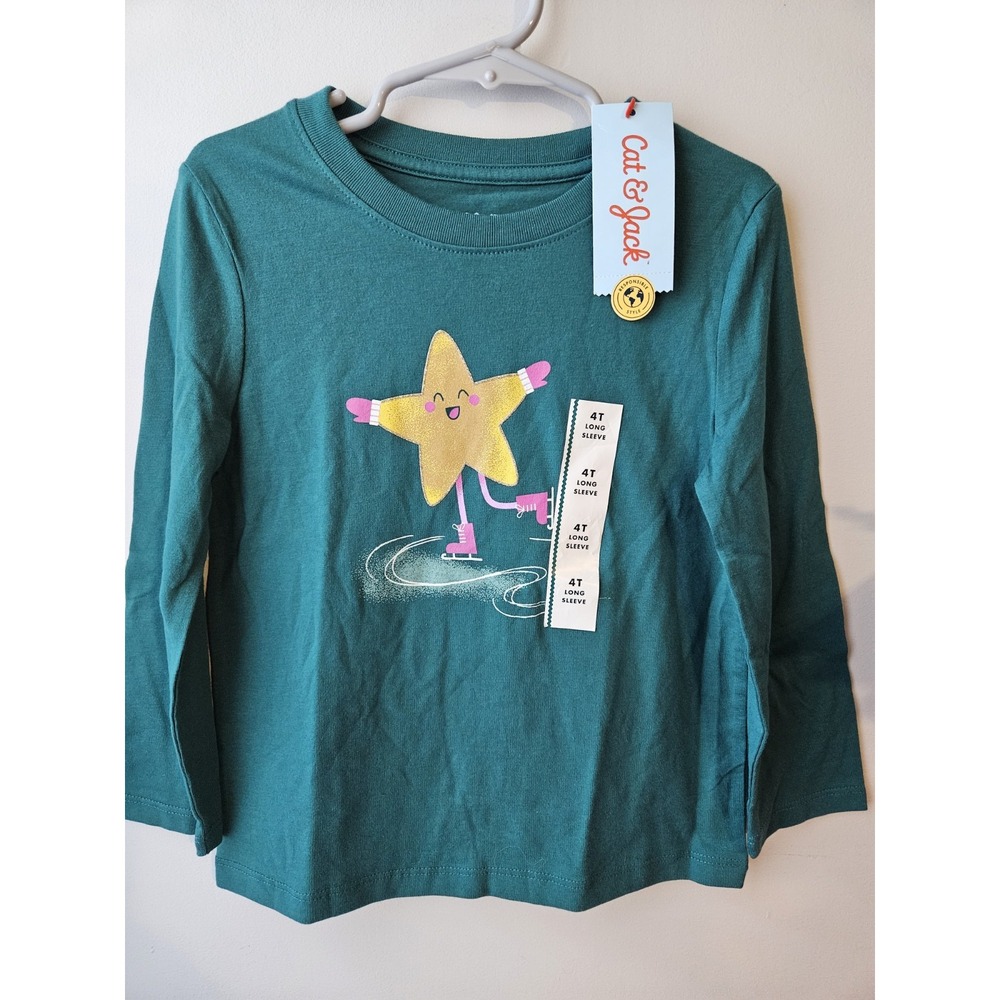 Toddler Girls' Long Sleeve Star Ice Skating T-Shirt Cat & Jack Size 18M NEW‎